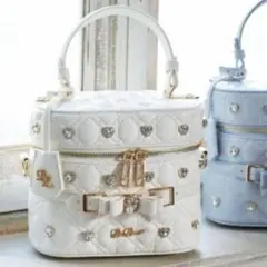 ミシェルマカロン　ノベルティ　ツイードバニティバッグ ミラー ホワイト 新品未開封 ミシェルマカロン ノベルティ ツイードバニティバッグ