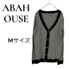 ABAHOUSE アバハウス綿100%総柄 Vネックニットカーディガン黒白 2⁠のサムネイル