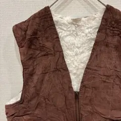 美品✨【M】コーデュロイ 中綿 ブラウン ベスト メンズ レディース シンプル