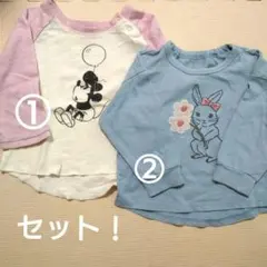 【petit main、GU】ミッキーとウサギの長袖カットソーセット
