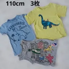 恐竜デザイン Tシャツ 3枚セット 110cm　半袖　Tシャツ　タンクトップ