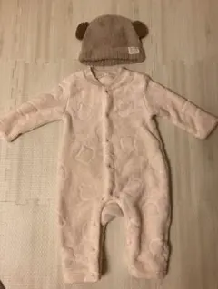 【美品】カバーオール　帽子　2点セット　80　ロンパース　子供服　西松屋