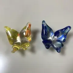 箸置き　ガラスの蝶 イエローとブルー　2個セット