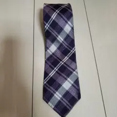 ORIHICA シルク ネクタイ 紫と白 チェック柄