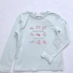 【mezzopiano 】イチゴスウィーツ長袖Tシャツ　ミント　130