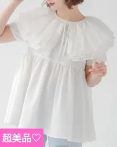 フィットモアオーガンジーカラーペプラムブラウス