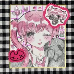 色紙 イラスト デコ オリジナル 手描き アナログ 女の子