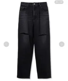 Mila Owen ワイドテーパードカットアウトデニムパンツ ブラック