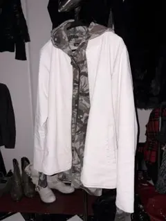 ホワイトコットンジップアップジャケット