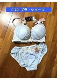 SANEI ブラジャー ショーツ セット C70 Mサイズ ブルー