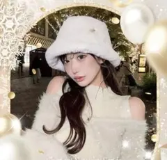 cherimi ホワイトファーバケットハット