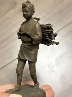 ⭐️二宮金次郎（尊徳）像 銅器 高岡銅器 置物 飾り大正時代 レア物 骨董品 ⭐️二宮金次郎（尊徳）像 銅器 高岡銅器 置物 飾り大正時代