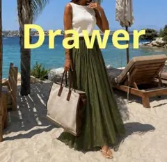 Drawer ドゥロワー ボリュームロングスカート カーキのサムネイル