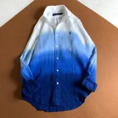 美品】ラルフローレン リネンシャツ 長袖 M グラデーション ワン