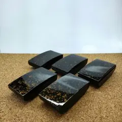 ​会津塗 金虫喰塗 蓋付珍味入 5客揃 薬味入 和食器 漆器のサムネイル