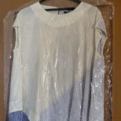 look アシンメトリーホワイトストライプ半袖