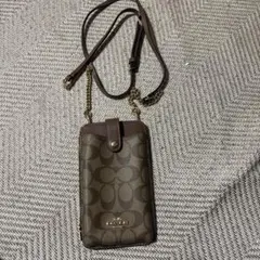 COACH スマホショルダーバッグ ブラウン