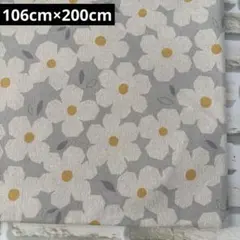 綿麻生地 花柄 グレー 106cm×200cm