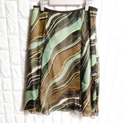 タグ付　STYLE ME　シフォンフレアスカート　幾何学ウェーブ柄　3L相当　㊴のサムネイル