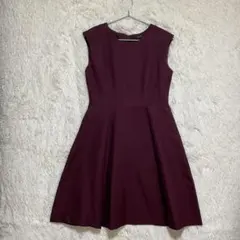 a.v.v フレアワンピース L 上品 ボルドー お呼ばれ・セレモニー