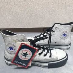 未使用　CONVERSE　ハイカットスニーカー　スカル　白レザー　22.5cm