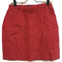 希少 ユーロ古着 赤 コットンキャンバス タイトスカート M〜L相当 無地