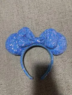 【ディズニーカチューシャ】カチューシャ　フリー　ミニー【スパンコール・青・水色】