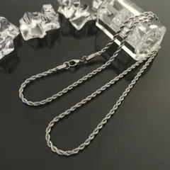 ①《N128》2.4㎜50cmシルバーロープチェーンネックレス♡ステンレス