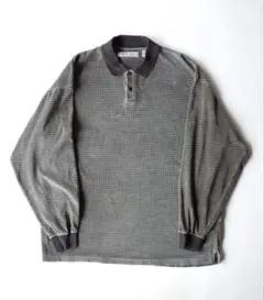 90's ビンテージ　IMPRINTS ベロア素材　ポロシャツ 長袖　 オリーブ
