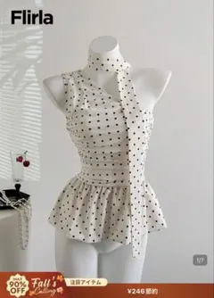 sheinフレンチドット柄　シフォントップス