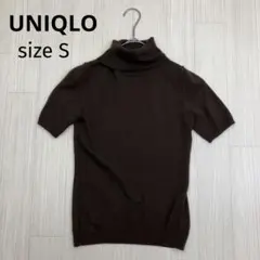 ◆ UNIQLO ユニクロ タートルネック ウール 100% 半袖 ニット S