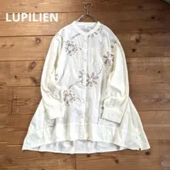 LUPILIEN ルピリアン フラワーモチーフ バンドカラーシャツ Fサイズ