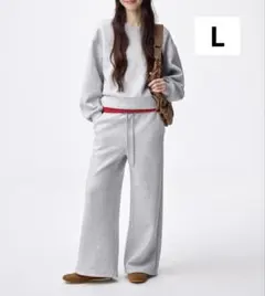 GU パフスウェットバギーパンツ グレー L