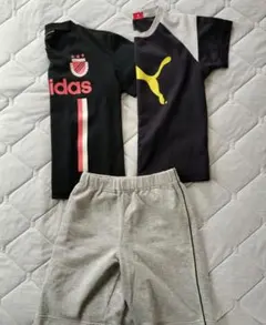 adidas PUMA Tシャツ 2枚とユニクロハーフパンツ1枚セット130cm