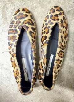 ZARA レオパード　パンプス　24 ひょう柄　フラット