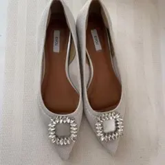 EVOL ビジュー フラット パンプス　シルバー