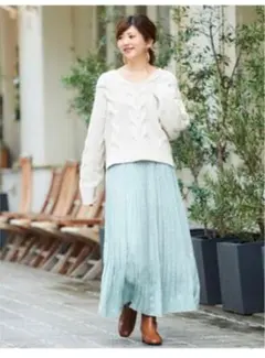 le.coeur blanc ドットサテンプリーツスカート