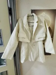 アイボリー ツイード風 スーツセット