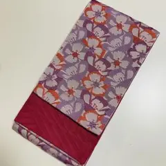 半幅帯No.9 袴下帯　うす紫×赤紫　花柄　長尺
