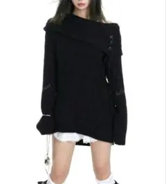 オフショル ブラック ニット　セーター　ワンピース
