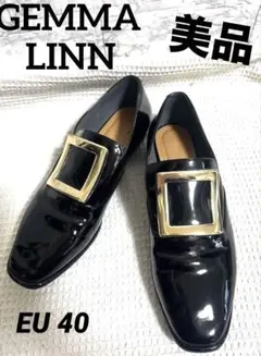 ジェマリン　ローファー　ブラック　スクエアトゥ　エナメル　レインシューズ　防水