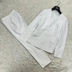 美品✨洗える✨麻✨プラステ パンツスーツ ノーカラー ジャケット:L パンツ:Sのサムネイル