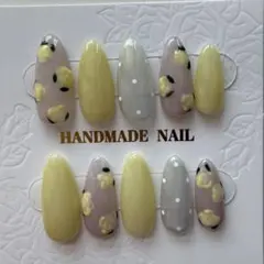 Ｎｏ．3 花柄 薔薇 春 黄色 イエロー ネイルチップ ドット ガーリー 推し