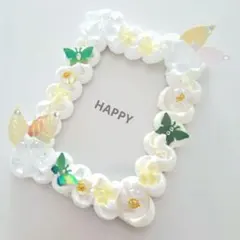 縦入れ　Ｂ8サイズ　ホイップデコ　トレカケース　蝶々　レジン　白系　イエロー系