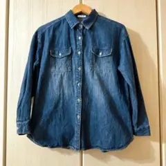 ハニーズ ダークブルー デニムシャツ 長袖(S)