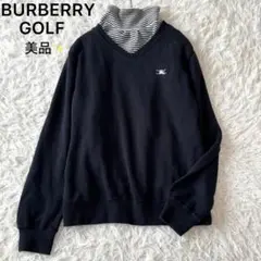 美品✨ バーバリーゴルフ Vネックセーター 黒 ブラック M