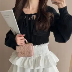 【GRL】クロップド丈カーディガン×キャミソールニットアンサンブル