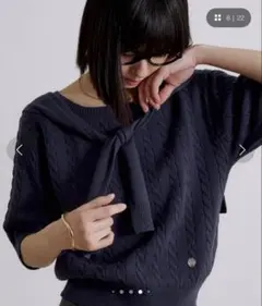 【MUHET】 ケーブルニットTシャツ フリーサイズのサムネイル