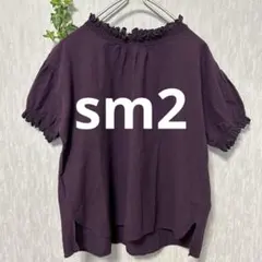 sm2 サマンサモスモス レースコットンブラウス半袖　パープル