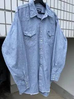 80年代ビックサイズwrangler アメリカ製シャンブレー　デニムシャツ